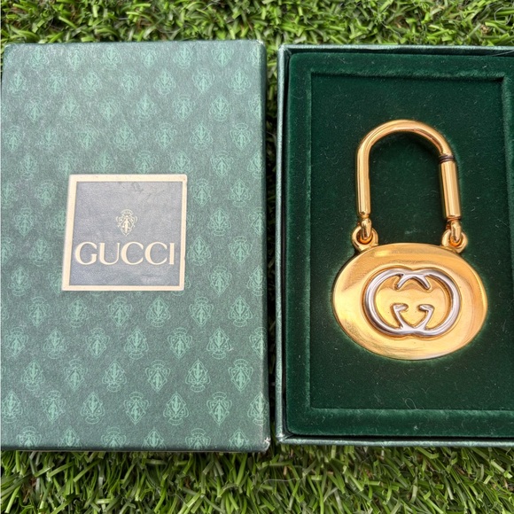 Gucci Accessories - RARE Vintage Gucci monogram  Gold Keychain with original box